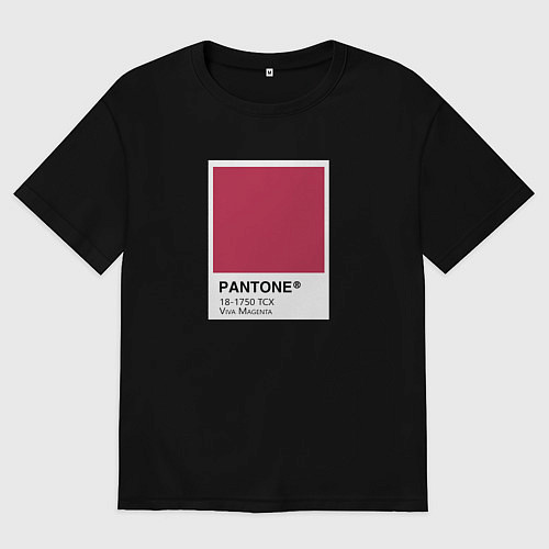 Мужская футболка оверсайз Pantone Viva Mangenta - Цвет года / Черный – фото 1