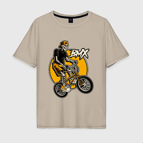 Мужская футболка оверсайз BMX rider / Миндальный – фото 1