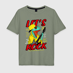 Мужская футболка оверсайз Динозавр рок-гитарист