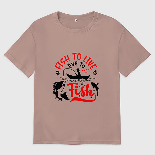Мужская футболка оверсайз Рыболов / Пыльно-розовый – фото 1