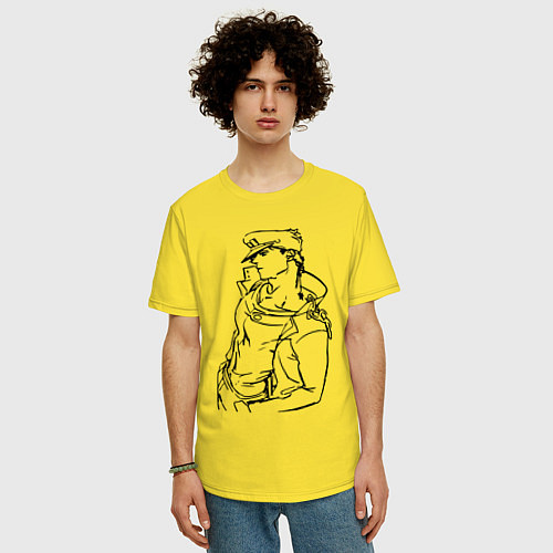 Мужская футболка оверсайз Дзётаро Кудзё - герой / Желтый – фото 3