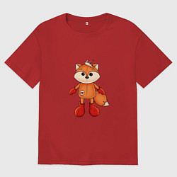 Футболка оверсайз мужская Мягкая игрушка милый лис, цвет: красный