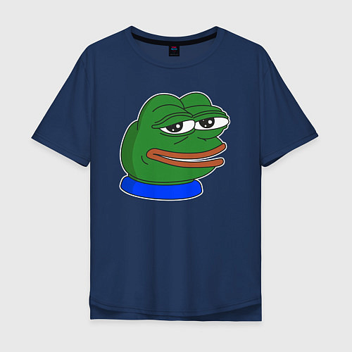 Мужская футболка оверсайз Лягушонок Пепе саркастически реагирует / Тёмно-синий – фото 1