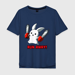 Футболка оверсайз мужская Rabbit run away, цвет: тёмно-синий