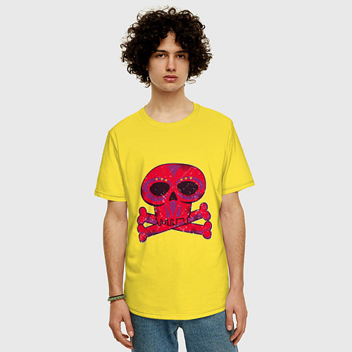 Мужская футболка оверсайз Колдунский череп и кости / Желтый – фото 3