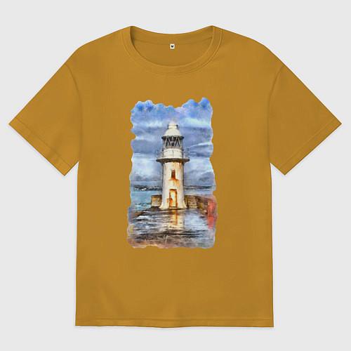 Мужская футболка оверсайз Старый маяк / Горчичный – фото 1