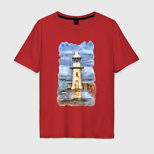 Мужская футболка оверсайз Старый маяк / Красный – фото 1