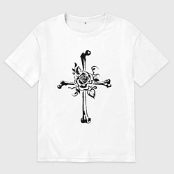 Мужская футболка оверсайз The Cross of Rose and Bones
