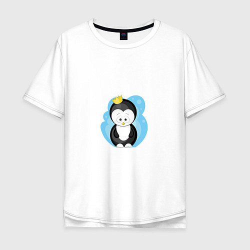 Мужская футболка оверсайз Королевский пингвин / Белый – фото 1