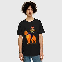 Футболка оверсайз мужская Stray - cat logo, цвет: черный — фото 2