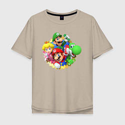 Мужская футболка оверсайз Марио, Луиджи, Пич и Йоши