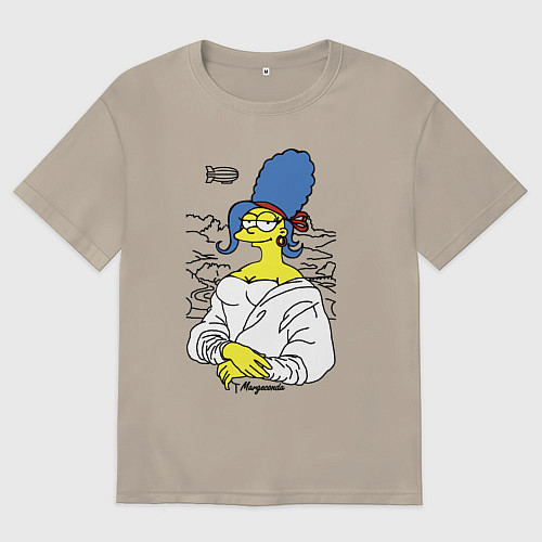 Мужская футболка оверсайз Margeconda - collaboration Мардж Джоконда / Миндальный – фото 1