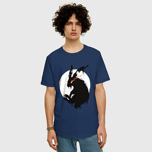 Мужская футболка оверсайз Черный кролик 2023 / Тёмно-синий – фото 3