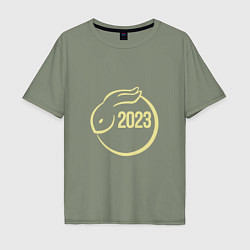 Мужская футболка оверсайз Лунный кролик 2023 минимализм