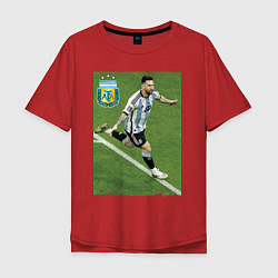 Футболка оверсайз мужская Argentina - Lionel Messi - world champion, цвет: красный