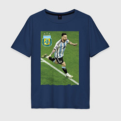 Футболка оверсайз мужская Argentina - Lionel Messi - world champion, цвет: тёмно-синий