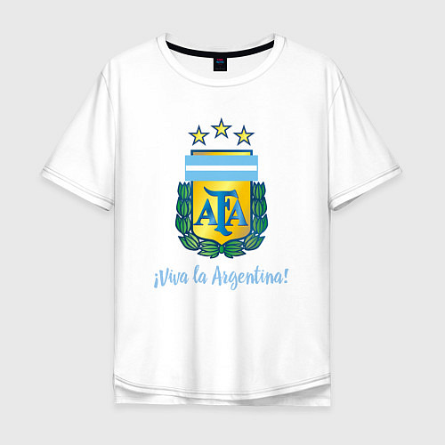Мужская футболка оверсайз Эмблема федерации футбола Аргентины / Белый – фото 1