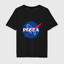 Футболка оверсайз мужская Nasa - pizza, цвет: черный