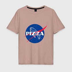 Футболка оверсайз мужская Nasa - pizza, цвет: пыльно-розовый