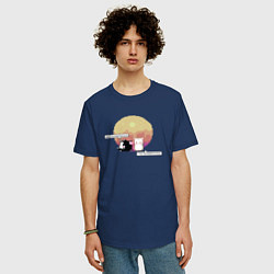 Футболка оверсайз мужская Котики разговаривают про мир 8 bit, цвет: тёмно-синий — фото 2