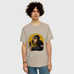 Футболка оверсайз мужская Реальный шимпанзе, цвет: миндальный — фото 2