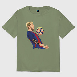 Футболка оверсайз мужская Messi Barcelona, цвет: авокадо