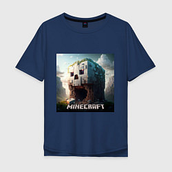 Мужская футболка оверсайз Жуткая пещера Minecraft
