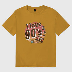 Футболка оверсайз мужская I love 90-s, цвет: горчичный