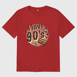 Футболка оверсайз мужская I love 90-s, цвет: красный