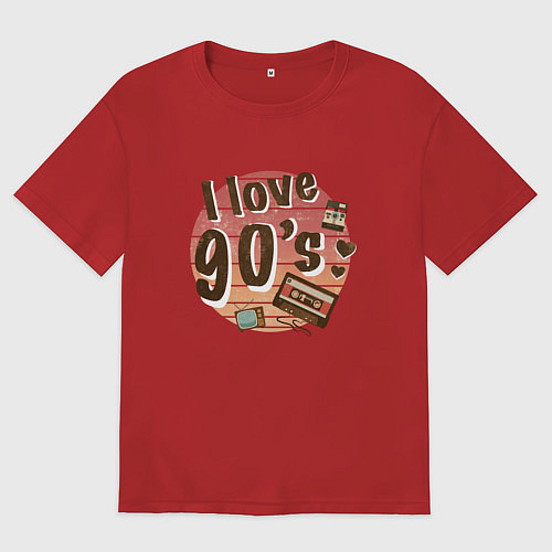 Мужская футболка оверсайз I love 90-s / Красный – фото 1