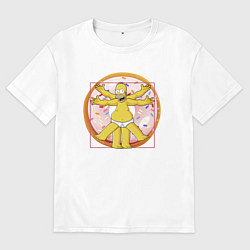 Футболка оверсайз мужская Канонические пропорции Гомера Симпсона - remake, цвет: белый