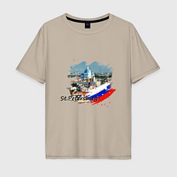 Мужская футболка оверсайз Санкт-Петербург и флаг России