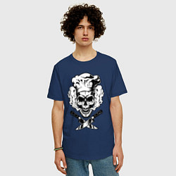 Футболка оверсайз мужская The cooks skull, цвет: тёмно-синий — фото 2