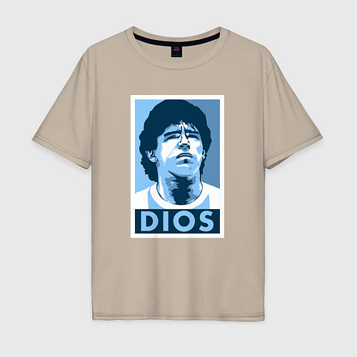 Мужская футболка оверсайз Dios Maradona / Миндальный – фото 1