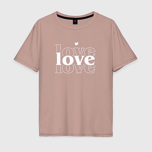 Мужская футболка оверсайз 3 Love / Пыльно-розовый – фото 1