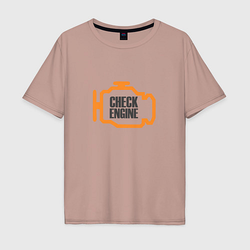 Мужская футболка оверсайз Check engine / Пыльно-розовый – фото 1