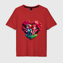 Мужская футболка оверсайз Влюбленные в Minecraft