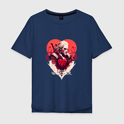 Футболка оверсайз мужская Witcher: Geralt and heart, цвет: тёмно-синий