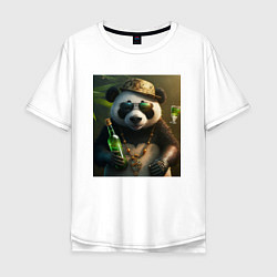 Мужская футболка оверсайз Панда на отдыхе чилит