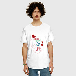 Футболка оверсайз мужская All you need is love inscription, цвет: белый — фото 2