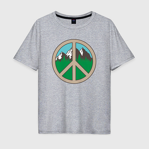 Мужская футболка оверсайз Peace nature / Меланж – фото 1