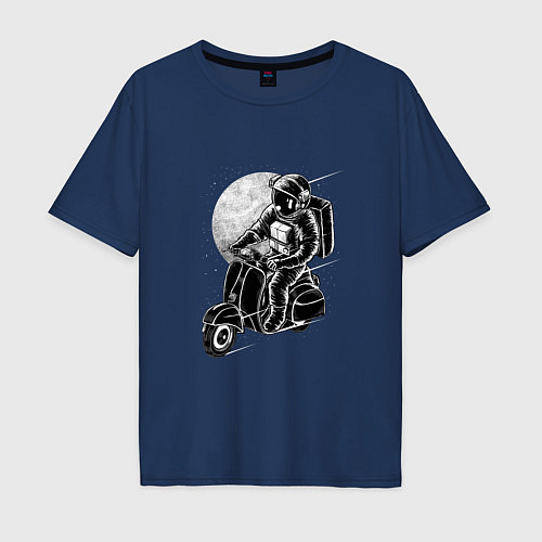 Мужская футболка оверсайз Астроскутер / Тёмно-синий – фото 1