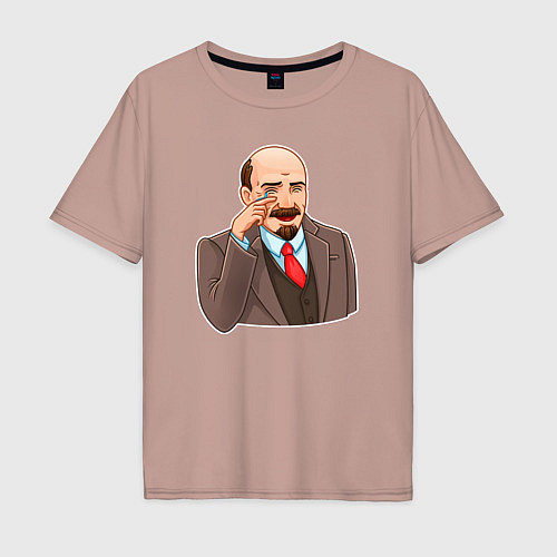 Мужская футболка оверсайз Ленин смеётся / Пыльно-розовый – фото 1