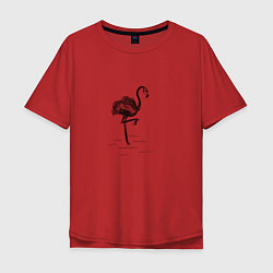 Футболка оверсайз мужская Черный фламинго, цвет: красный