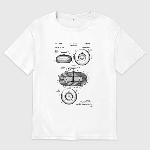 Мужская футболка оверсайз Патент на камень для керлинга / Белый – фото 1