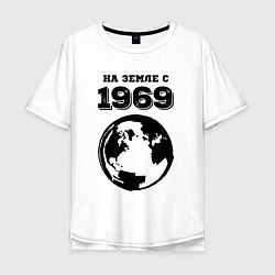 Мужская футболка оверсайз На Земле с 1969 с краской на светлом