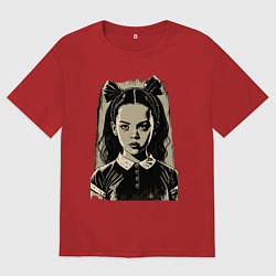 Футболка оверсайз мужская Wednesday Adams иллюстрация, цвет: красный
