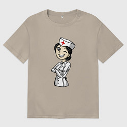 Футболка оверсайз мужская Улыбка медсестры, цвет: миндальный