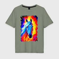 Мужская футболка оверсайз Огнегривый конь со звездой на лбу
