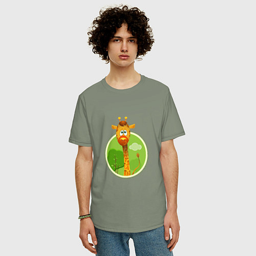 Мужская футболка оверсайз Летний жирафик / Авокадо – фото 3